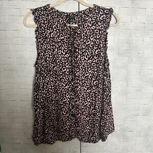 Torrid women blouse sleeveless animal print cheetah coastal ruffles plus size